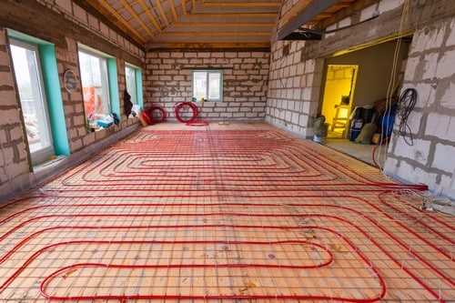 chauffagiste Allauch - Un plancher chauffant en construction.